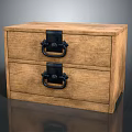 Solid Wooden Bedside Table With Two Drawers And Black Metal Handles