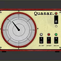 Red Quasar Vintage Device With Round Dial Buttons And Indicator Lights