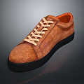 Brown Leather Casual Lace Up Shoes With Orange Lining And Black Sole