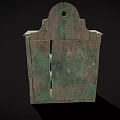 Vintage Style Teal Wall Mounted Storage Shelf With Distressed Finish Multiple Compartments And Scalloped Top