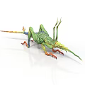 Fantasy Reptile With Green Body Colorful Details Long Snout Spiky Structures And Slender Tail