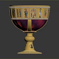 Golden Decorative Goblet With Intricate Patterns Red Liquid And Base