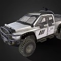 Modified Off Road Truck With UCS Logo Roof Equipment Large Tires Silver White Body Grille