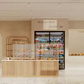 Dessert Shop Interior With Pastry Display Cases Bread Shelves And Counter Lighting 3d model