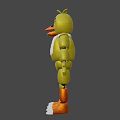 Yellow Cartoon Game Character With White Bib And Purple LET'S EAT Text 3D Model Design