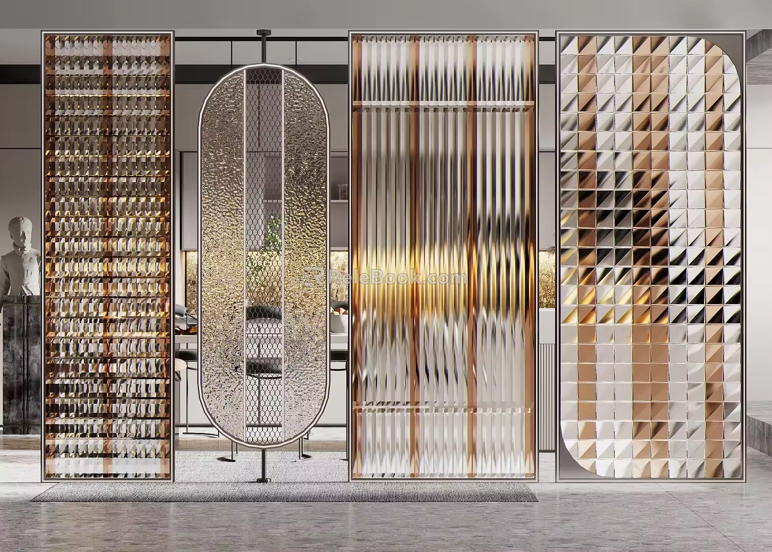 Modern partition glass screen partition 3d model