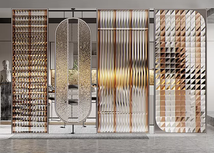 Modern partition glass screen partition 3d model