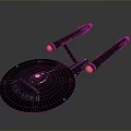 Black Disc Shaped Spaceship Model With Twin Engines And Orange Lights