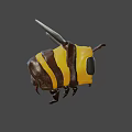 Game Animated Bee Character With Yellow Black Stripes Large Eyes And Wings