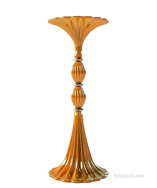 Orange Metallic Decorative Column With Rounded Elements And Silver Connecting Rings 3d model 