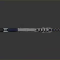 Futuristic Weapon Featuring Mechanical Components Metallic Surface and Advanced Structural Design