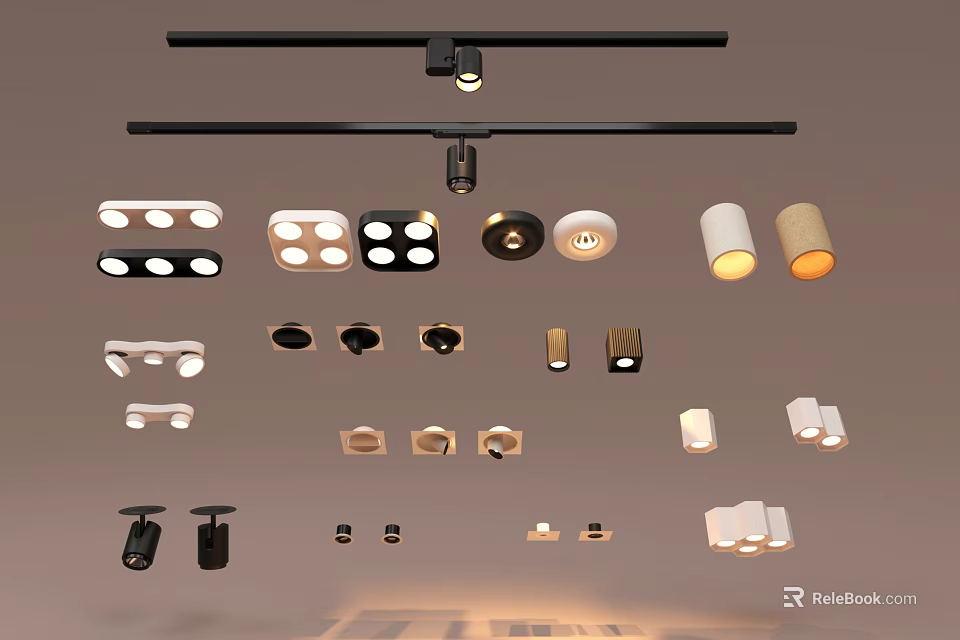 Modern Home Interior Lighting With Various Downlights And Spotlights Styles 3d model