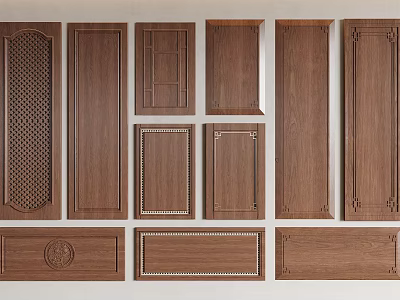 Various Wooden Wardrobe Door Designs with Carved and Plain Panel Styles 3d model