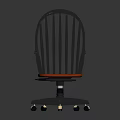 Leisure Chair With Black Frame Red Cushion Modern Design Swivel Base And Rolling Wheels