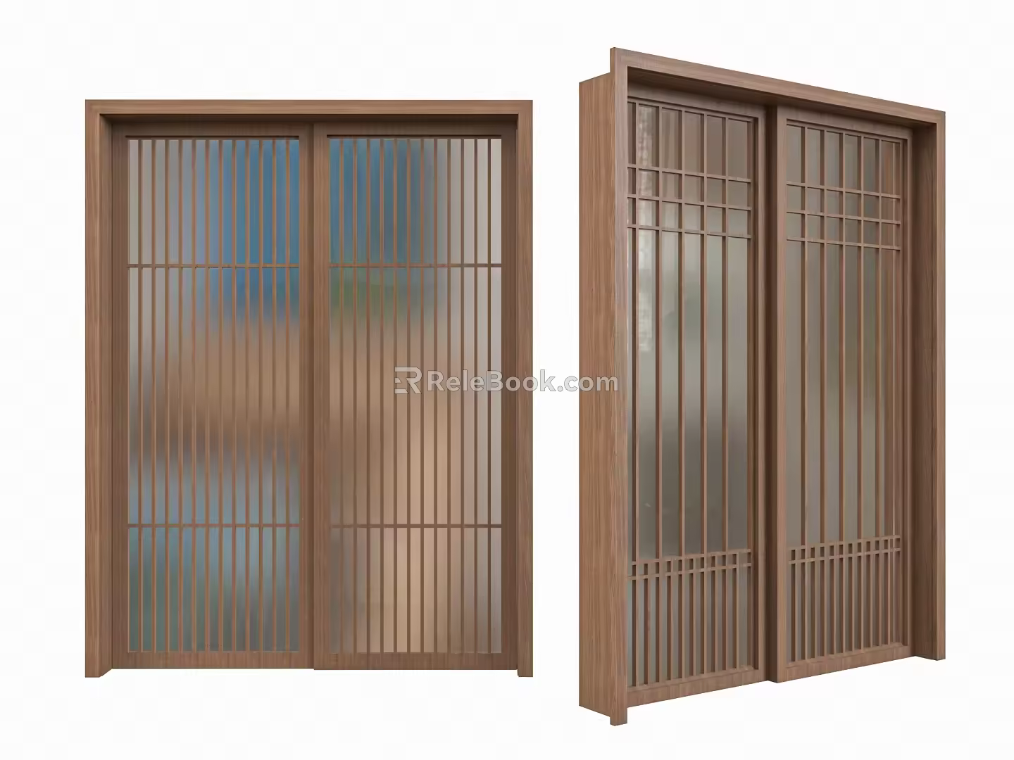 New Chinese-style sliding door 3d model