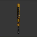 Futuristic Sci Fi Gun With Yellow Black Design Spiked Barrels And Mechanical Grip Details