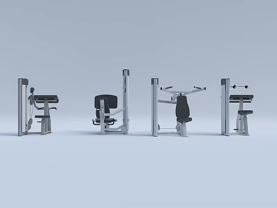 Durable Commercial Fitness Equipment With Sturdy Metal Frames And Black Padded Seats 3d model