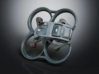 Quadrotor Drone With Circular Protective Frame And Integrated Camera Control Unit 3d model