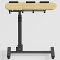 Office Desk With Wooden Top Mobile Wheels And Adjustable Height Metal Frame