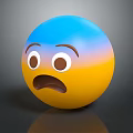 Shiny Round Spherical Surprised Emoji With Blue And Yellow Gradient Shocked Expression 3d model
