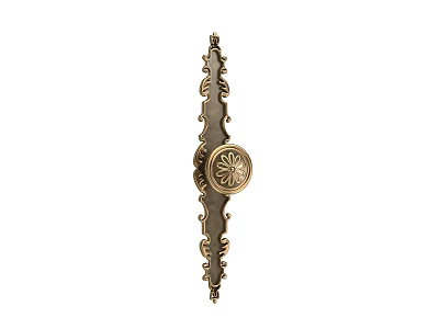Vintage Brass Decorative Furniture Handle With Intricate Floral Engraving And Ornate Ornamental Patterns 3d model