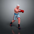 Game Movie Character Shirtless White Haired Boxer With Red Gloves Gray Shorts And Boxing Stance