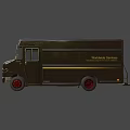 Modern Brown Delivery Truck With Cargo Van Body And Express Logo