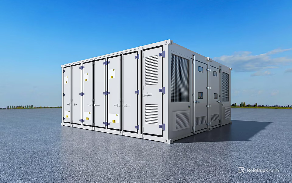 White Modular Container Building With Multiple Doors And Ventilation Panels In Open Outdoor Area 3d model 