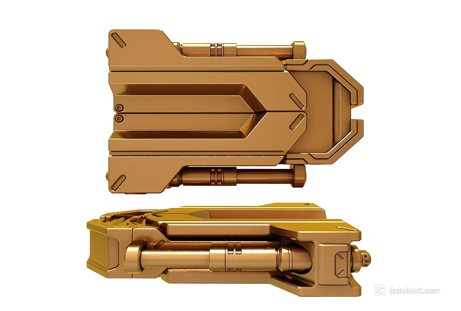 Golden Mechanical Parts With Detailed Structure And Precision Component Design 3d model