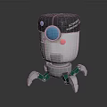 Smart Autonomous Photovoltaic Household Appliance With Blue Red Buttons Mechanical Legs And Metal Design