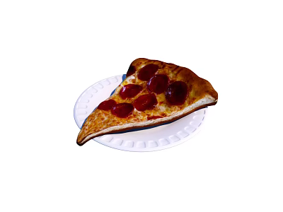 Tasty Pepperoni Pizza Slice On White Plate With Melted Cheese And Crispy Crust 3d model