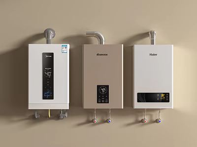Modern Wall Mounted Water Heaters With Digital Display In White And Gold By Casarte Haier 3d model
