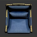 Luxurious Blue Armchair With Gold Ornate Carvings On Frame And Soft Cushion