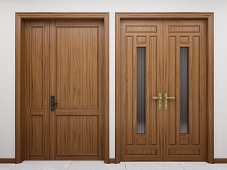 New Chinese Style Solid Wood Entry Door Solid Wood Flat Door Solid Wood Double Door Entry Door Anti-theft Door Fingerprint Lock 3d model