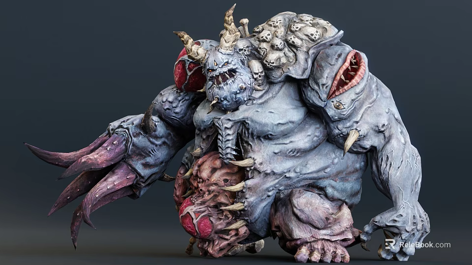 Grotesque Mutated Monster Character With Multiple Organs 3d model 