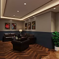 Cigar Store Interior With Cigar Display Shelves Seating Area Mannequin And Wooden Cabinets