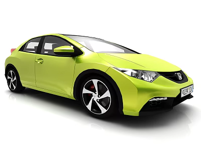 Bright Green Compact Sedan With Modern Design And Black Alloy Wheels 3d model