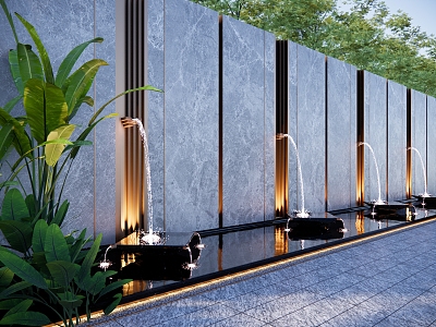 Modern landscape wall entrance opposite landscape modeling landscape wall demonstration area falling water overlapping landscape wall residential area wall entrance wall metropolitan landscape wall 3d model