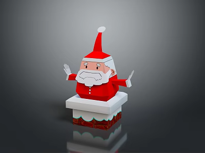 Old Man Wearing Santa Hat With Red Outfit And White Beard On White Base 3d model