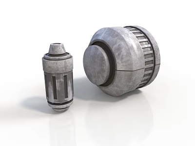 Gray Textured Industrial Machinery Parts With Two Different Sizes 3d model