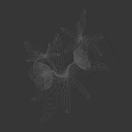 Two Blue Flowers in Decorative Vase with Green Leaves on Black Minimalist Background
