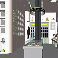Sweet Shop Interior Design With Glass Display Case And Assorted Desserts On Shelves