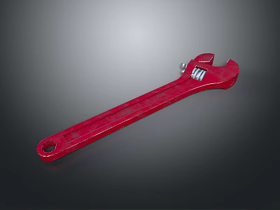 Red Adjustable Wrench A Durable Household Tool For Repair And Maintenance Work 3d model