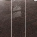 Dark Brown Wooden Floor With Herringbone Pattern And Shiny Polished Surface 3d model