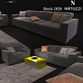 Modern Gray Sofa Set With Yellow Coffee Tables Rugs And Decorative Pillows