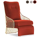 Modern Upholstered Accent Chair With Gold Metal Frame And Soft Comfortable Cushion