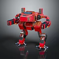 Detailed Red Mechanical Robot Creature With Armor Structure And Standing Pose 3d model