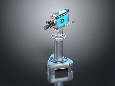 ScanX Computer Scanner Featuring Blue Control Panel And Metal Stand With Square Base 3d model
