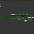 Rifle With Green Body Black Barrel And Scope On Smooth Black Surface