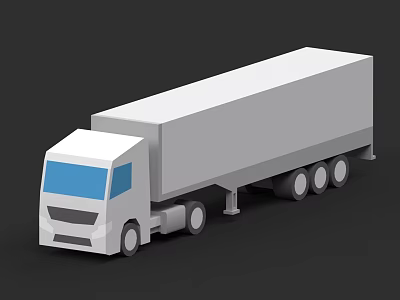 White Box Truck with Blue Windshield and Multiple Wheels Simple 3D Model Design 3d model